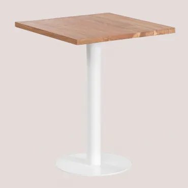 Kwadratowy Stolik Barowy Z Drewna Akacjowego Macchiato ↔︎ 60 Cm & Biały - Sklum