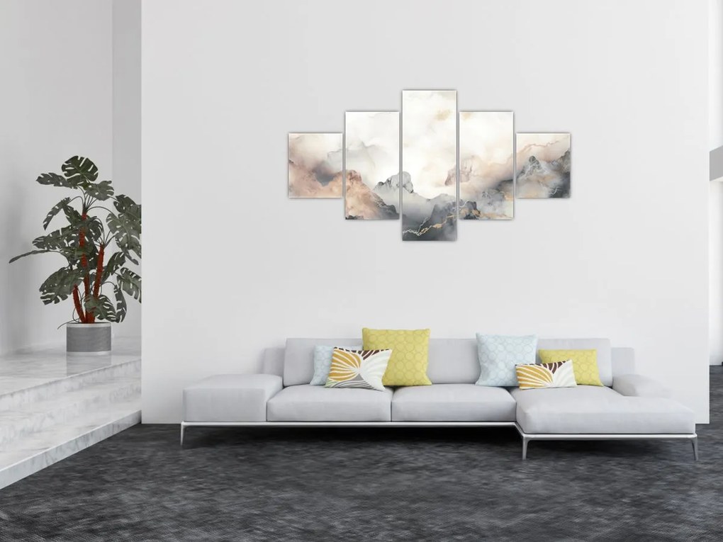Obraz - Górska abstrakcja z teksturą marmuru (125x70 cm)