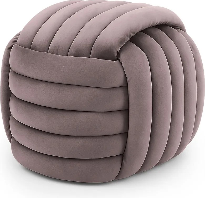 Pufa pleciona podnóżek welurowa 53 cm NILO Przygaszony Róż