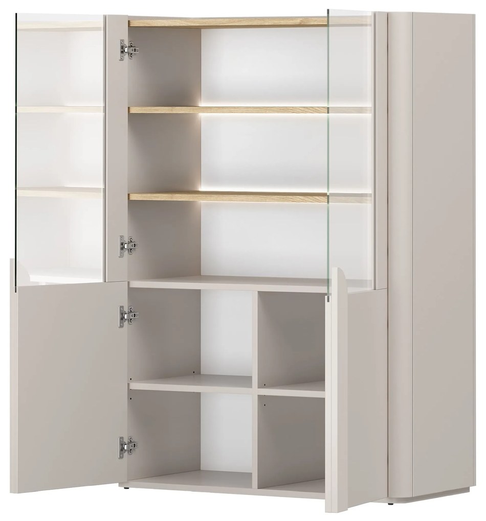 Witryna Amilio 100 cm dwudrzwiowa - kaszmir / dąb olejowany / uchwyty kaszmir