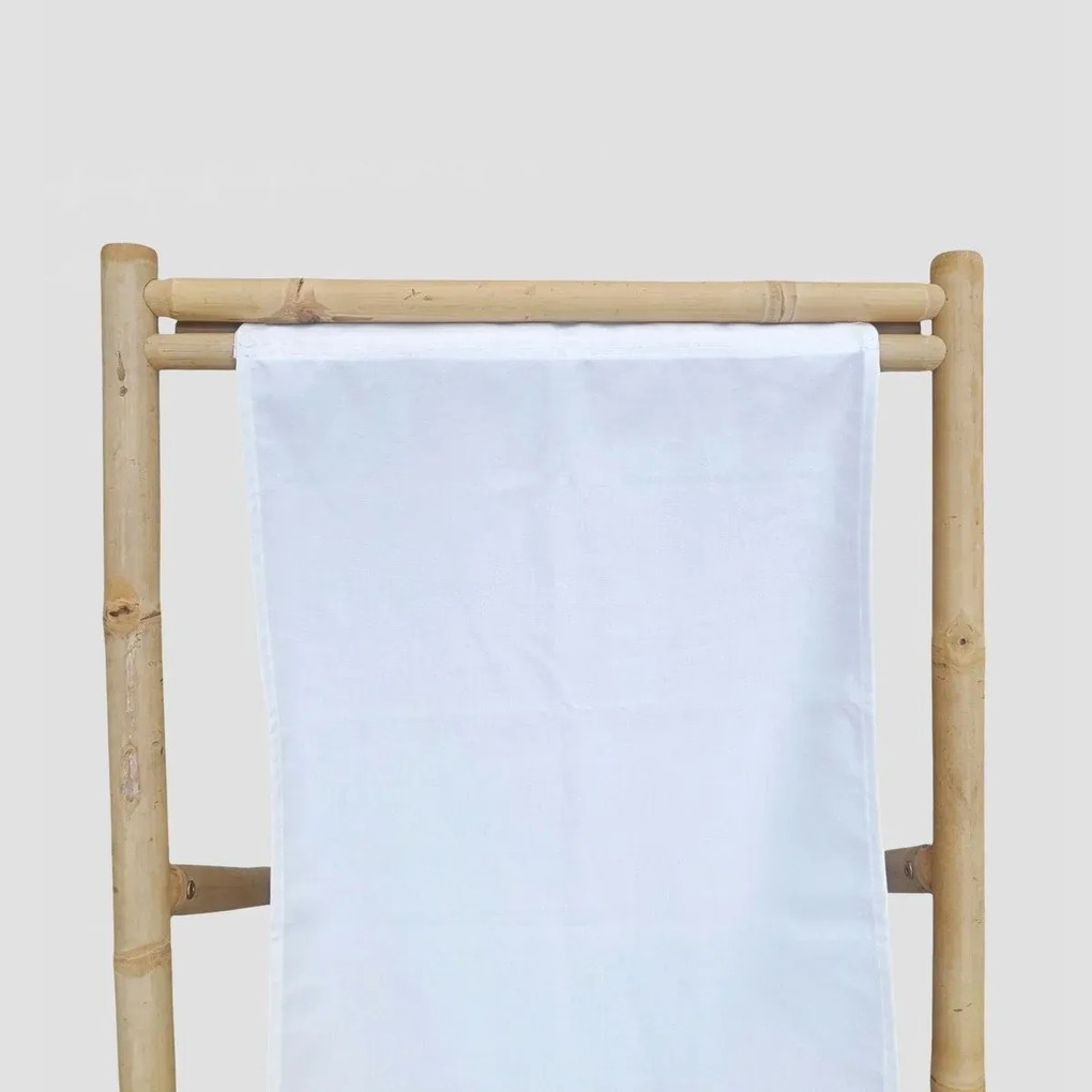 Leżak bambusowy MARE z podłokietnikami 139x60x11cm biały HOMLA