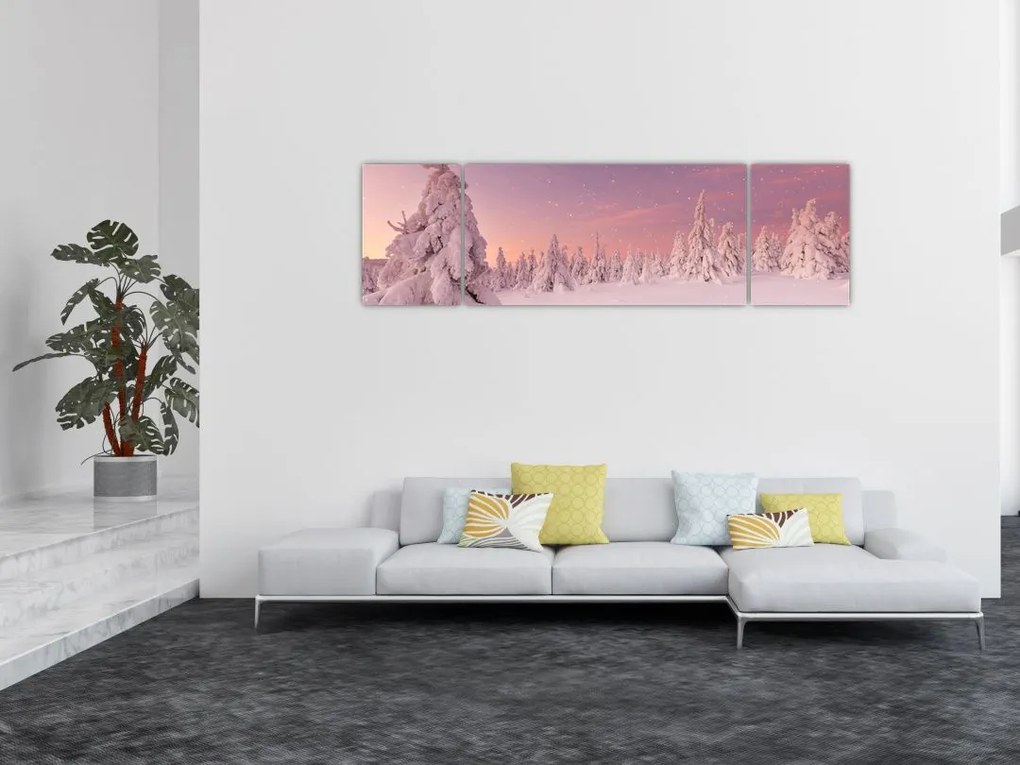 Obraz - Drzewa pod warstwą śniegu (170x50 cm)