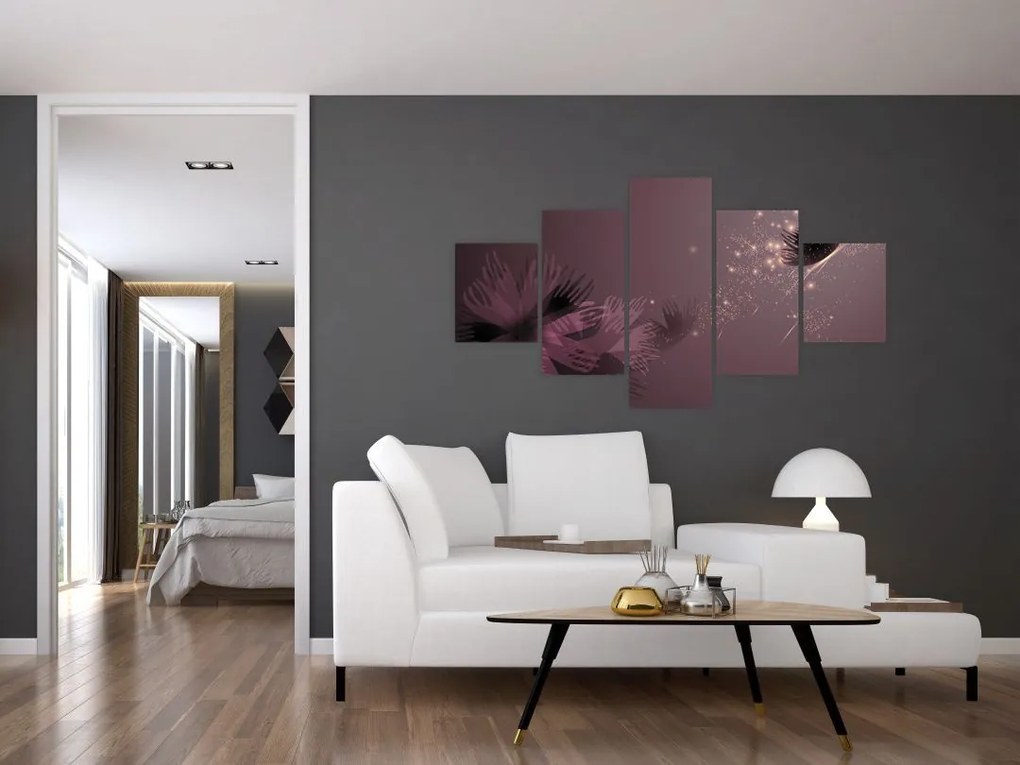 Obraz kwiatu z motylem (125x70 cm)