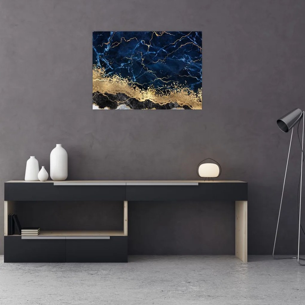 Obraz na szkle - Ciemnoniebieski marmur (70x50 cm)