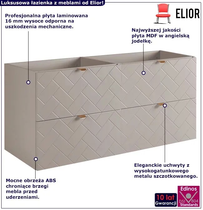 Kaszmirowa szafka wisząca 120 cm pod 2 umywalki Z3-D97