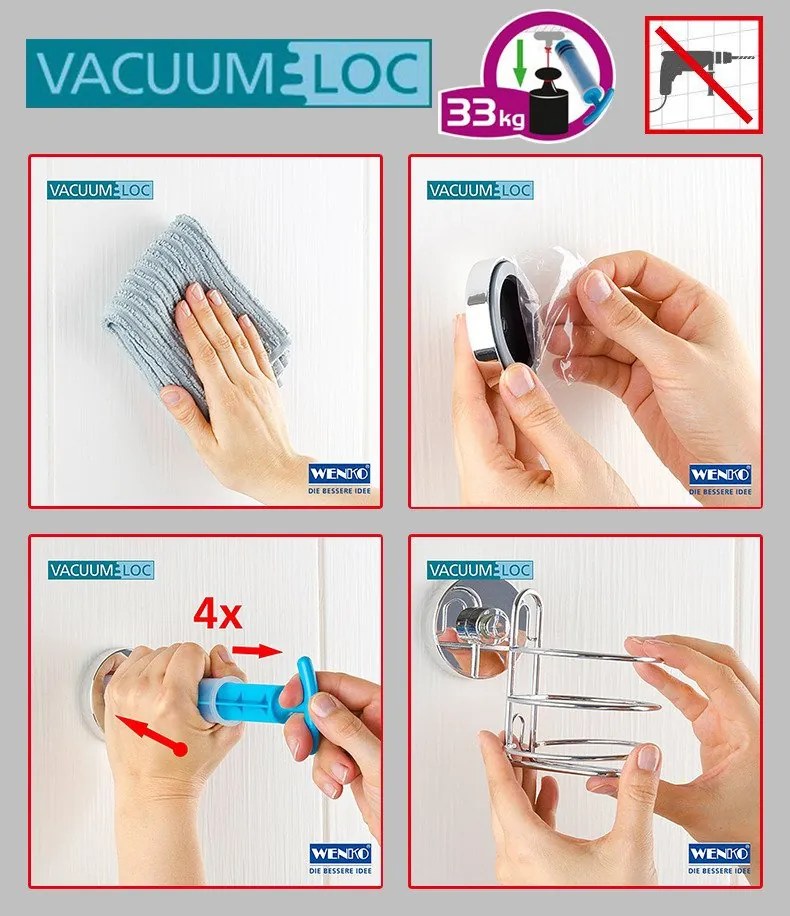 Narożna półka pod prysznic BARI Vacuum-Loc, metalowa, WENKO