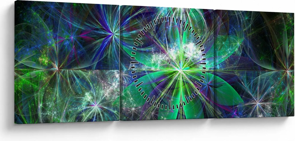 Obraz - Abstrakcyjne kształty geometryczne (z zegarem) (90x30 cm)