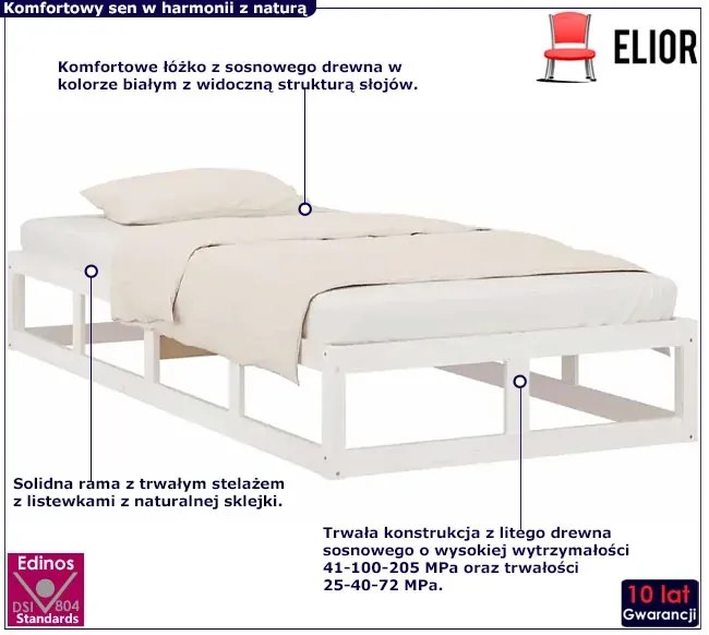 Białe pojedyncze drewniane łóżko 90x200 Longa 10X