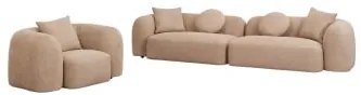 Zestaw Salonowy Z 2-częściową Sofą Modułową I Fotelem Z Tkaniny Coco Chenille Gruba Tkanina Szenilowa Latte Brown - Sklum