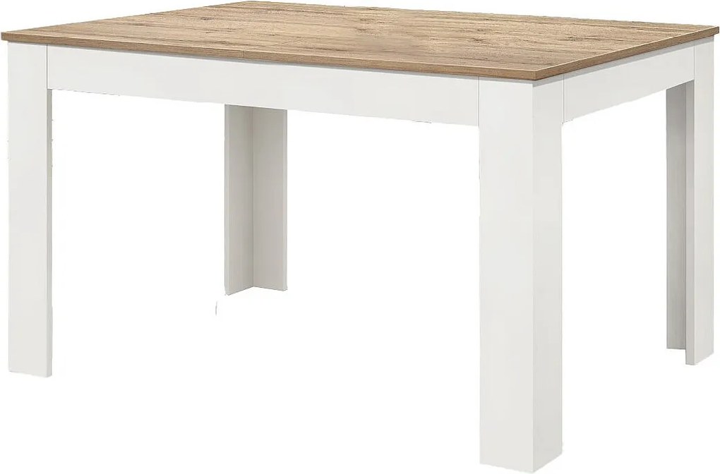 Drewniany stół, dębowe wykończenie, wysuwana biała podstawa 140×90-220×90cm - LIPARI