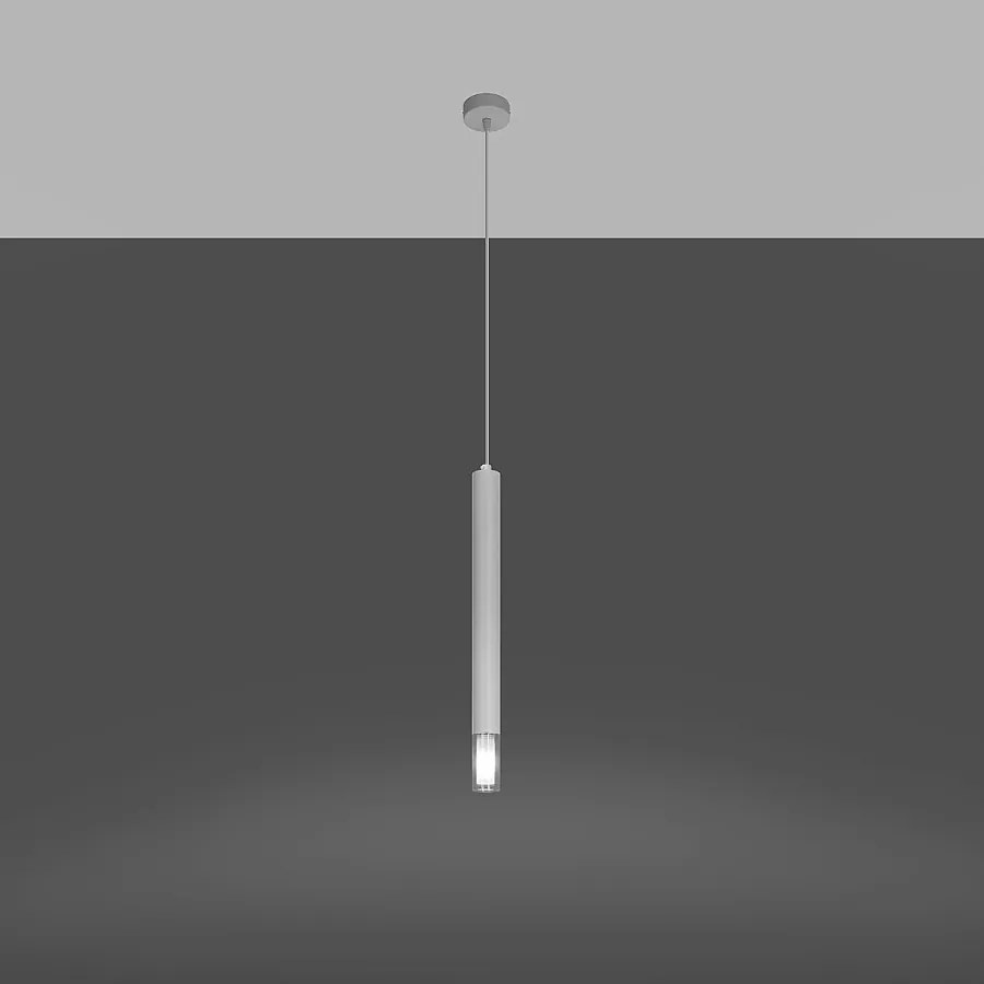 Lampy wiszące nowoczesny Eclim, stal/szkło - 1 źródło światła 3000K - L.8 x H.120 cm - biały