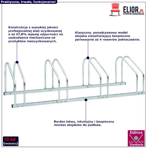 Metalowy stojak na 4 rowery - Sirin 4X