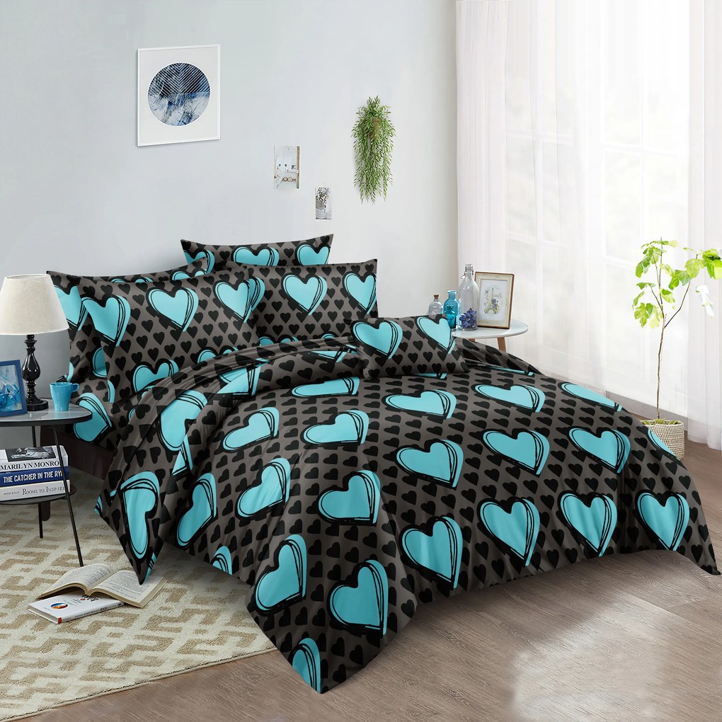 PrzytulneMieszkanie.pl PrzytulneMieszkanie.pl Pościel z mikrofibry KASUGA turkusowa Rozmiar pościeli: 2 szt 70 x 90 cm | 200 x 220 cm