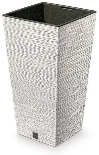 Doniczka FURU SQUARE ECO WOOD z wkładem 30 cm, biały ECO, M