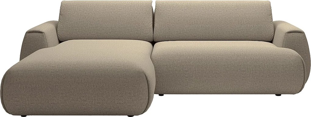 Kanapa narożna rozkładana z tkaniny szenilowej w kolorze taupe MONELIA