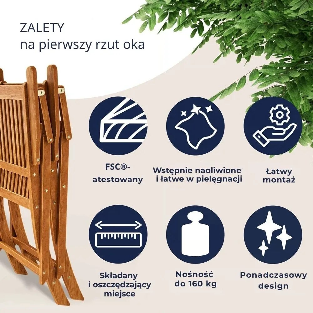 Zestaw wypoczynkowy SYDNEY, 3-częściowy, naturalne drewno