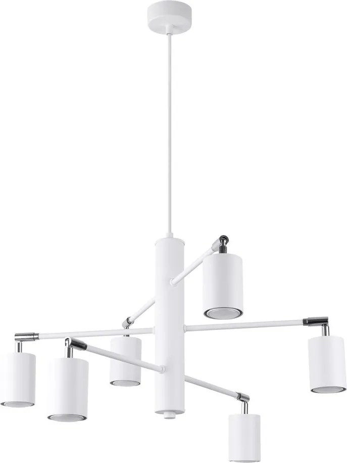 Biała metalowa lampa wisząca Virta – Sollux