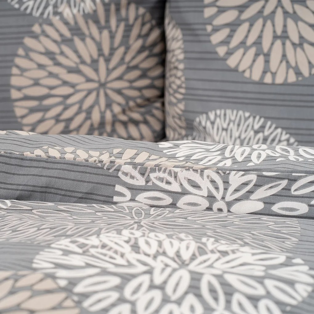 4Home Pościel bawełniana Grey Petals, 220 x 200 cm, 2 szt. 70 x 90 cm