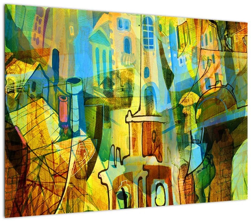 Obraz - Architektura, abstrakcja kubistyczna (70x50 cm)