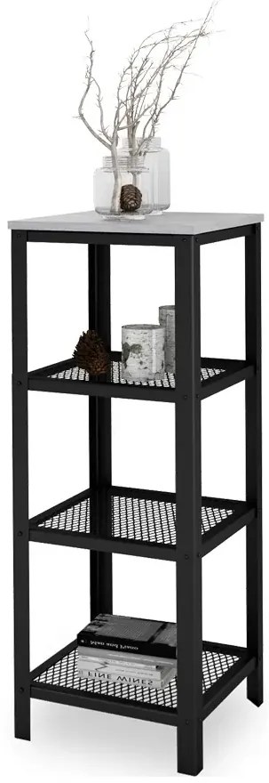 Nowoczesny regał z metalowym stelażem czarny + beton - Nessebax 3X