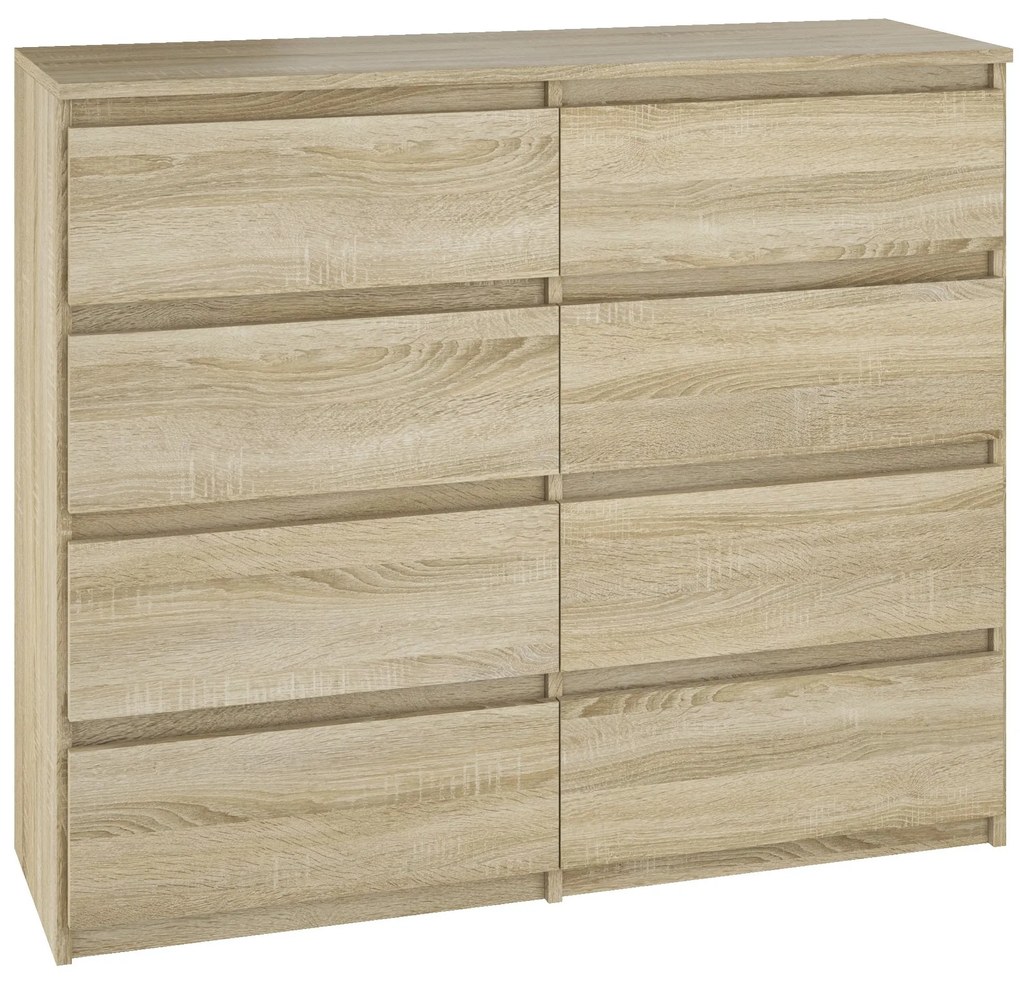 Komoda BASIC 8 szuflad – Dąb Sonoma | 100x97x40 cm