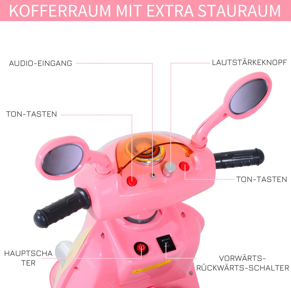 Homcom dziecięcy motocykl dziecięcy elektryczny samochód elektryczny motocykl elektryczny pojazd dziecięcy z muzyką