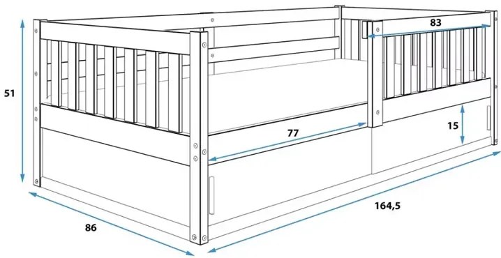 Grafitowe łóżko dla dziecka ze schowkiem S2-L64