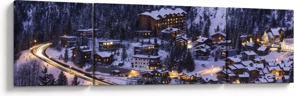 Obraz - górskie zimowe miasteczko (170x50 cm)