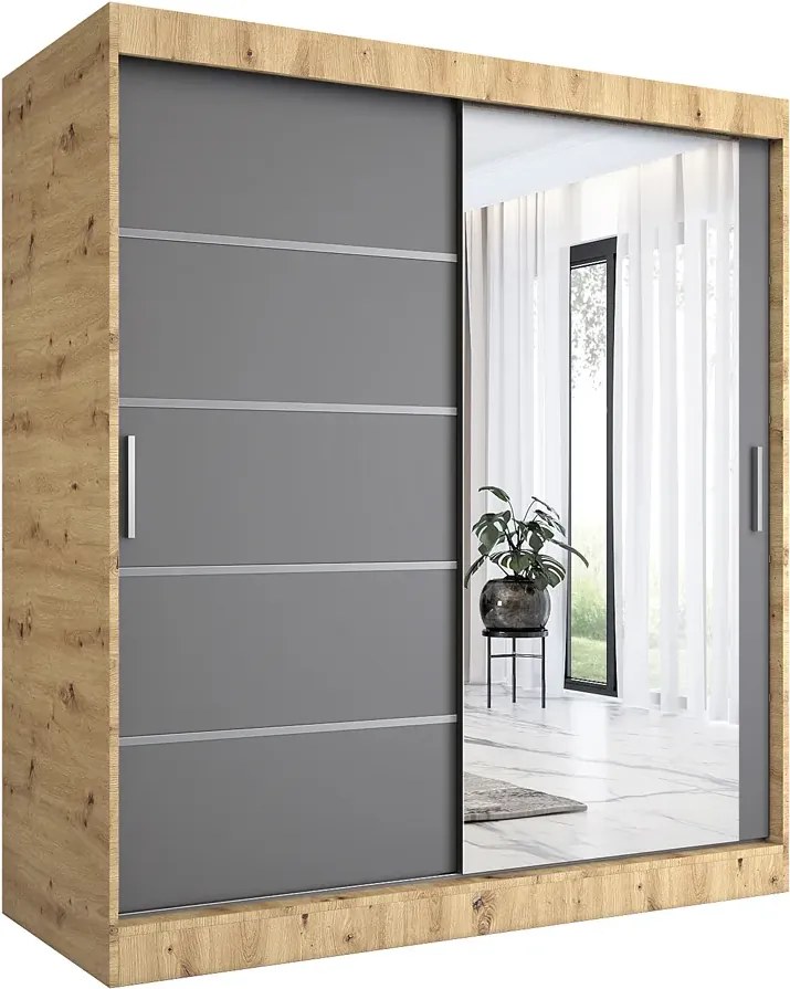 Szafa przesuwna 180 cm dąb artisan + antracyt Z0-D13