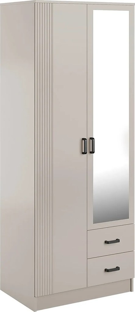 Kaszmirowa szafa z lustrem i ryflowaniem K8-D72