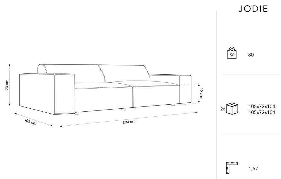 Beżowa sofa z materiału bouclé 204 cm Jodie – Micadoni Home