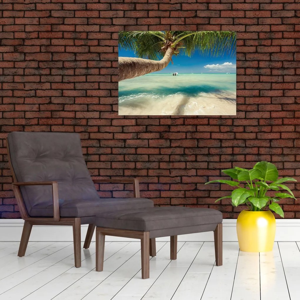 Obraz - Czyste morze z palmą (70x50 cm)