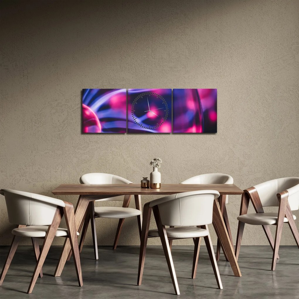 Abstrakcyjny fioletowy obraz (z zegarem) (90x30 cm)
