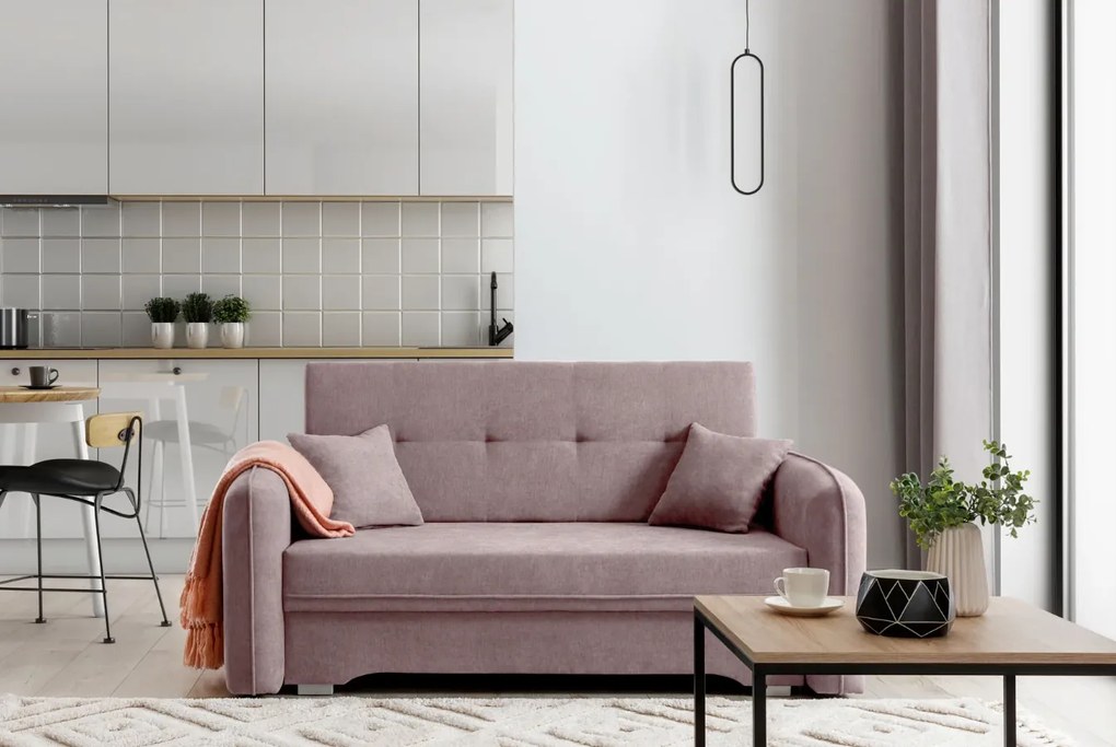 Rozkładana 2-osobowa sofa LAINE, jasnoróżowa