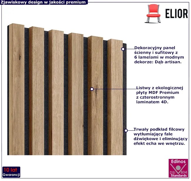 Akustyczne panele lamelowe 2 szt. dąb artisan H7-H45