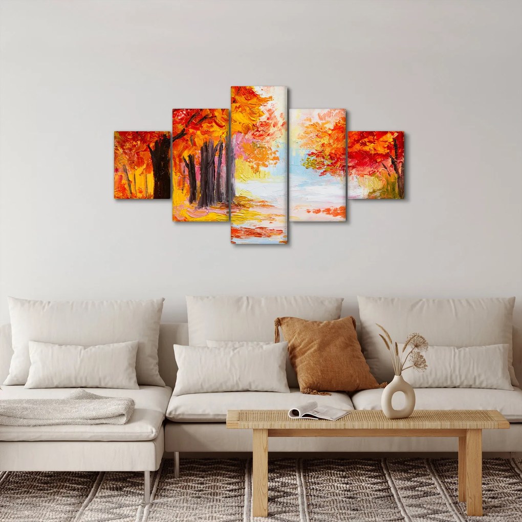 Obraz - Obraz olejny, kolorowa jesień (125x70 cm)