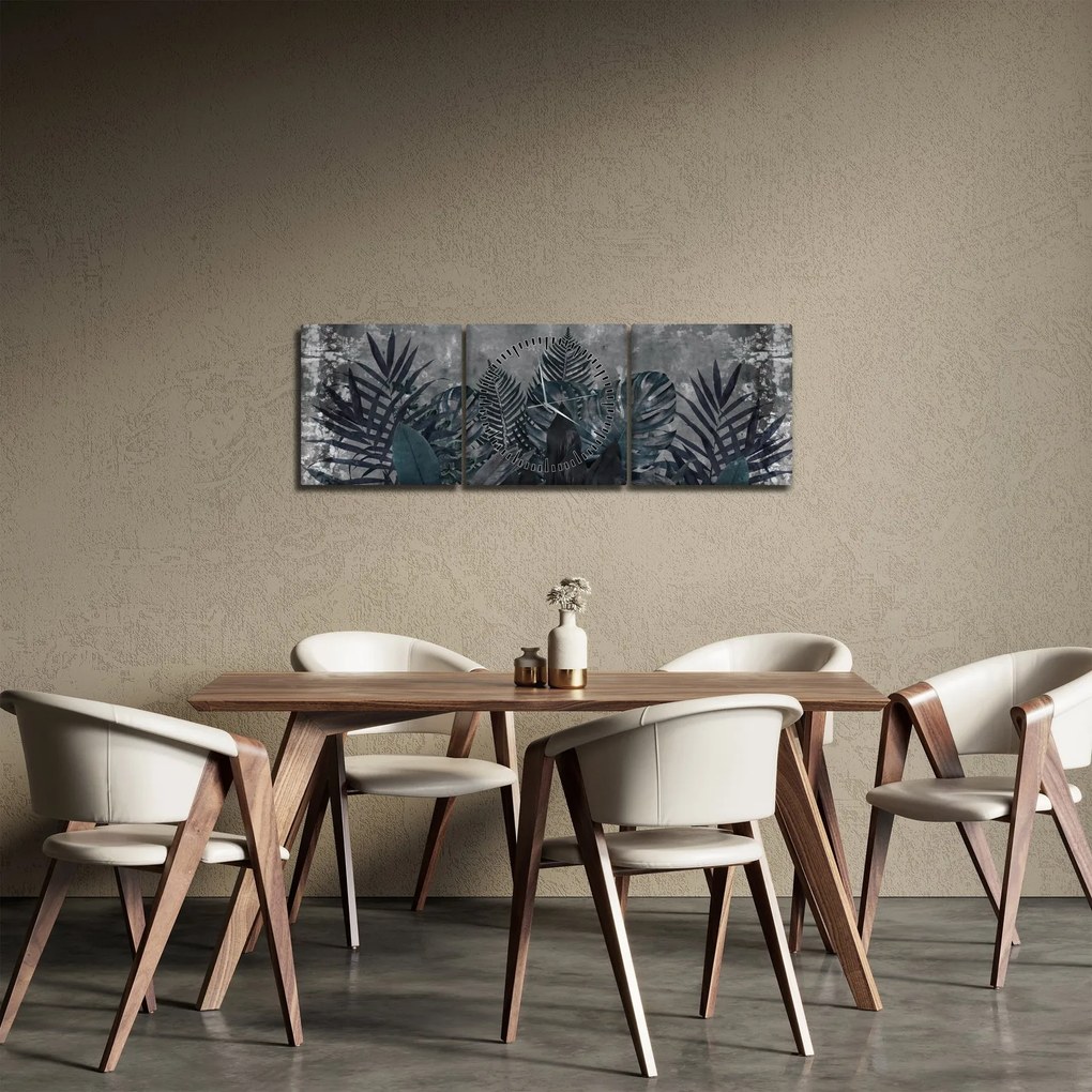 Obraz - Liście palmowe (z zegarem) (90x30 cm)
