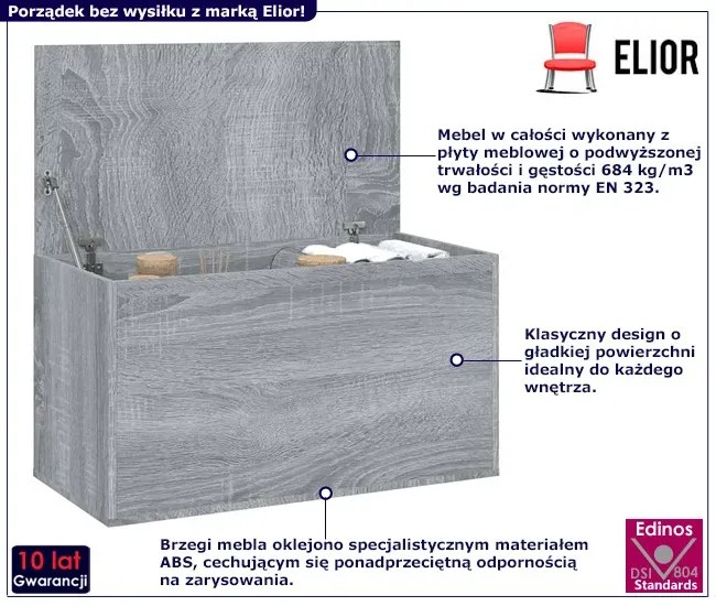 Skrzynia na pościel szary dąb P9-A37