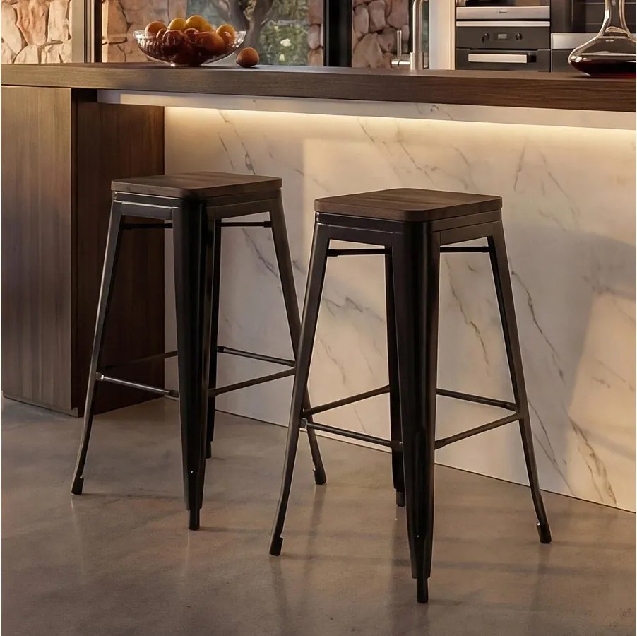 Stołek barowy MCW-A73 (zestaw 2 szt.),  czarny