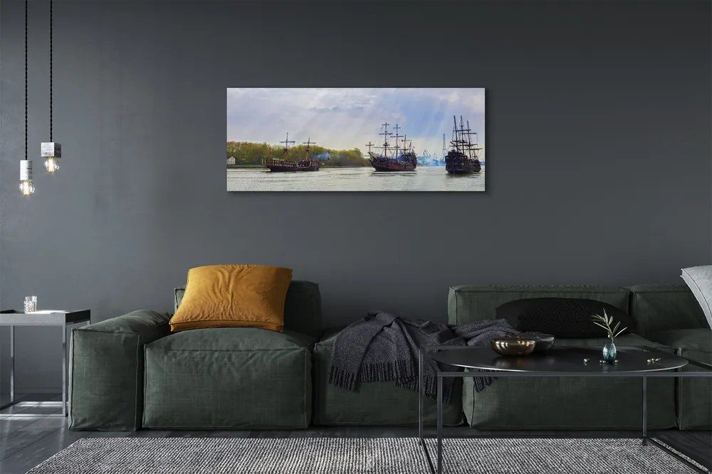 Obraz drukowany na płótnie Statki pod Błękitnym Niebem