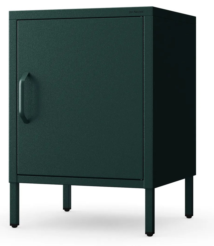 Szafka nocna metalowa na nóżkach butelkowa zieleń, 424x595x400 mm: MIA Modern