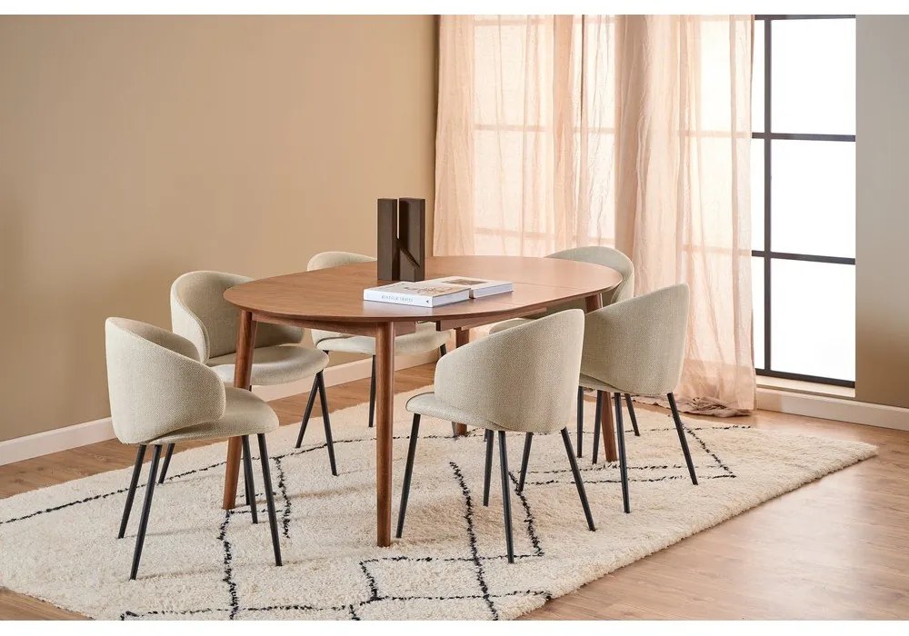 Okrągły rozkładany stół z dodatkowym blatem w dekorze orzecha ø 115 cm Montreux – Actona