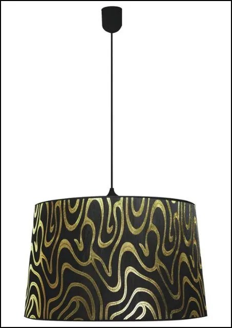 Czarna lampa wisząca z materiałowym kloszem K529 R2-N95