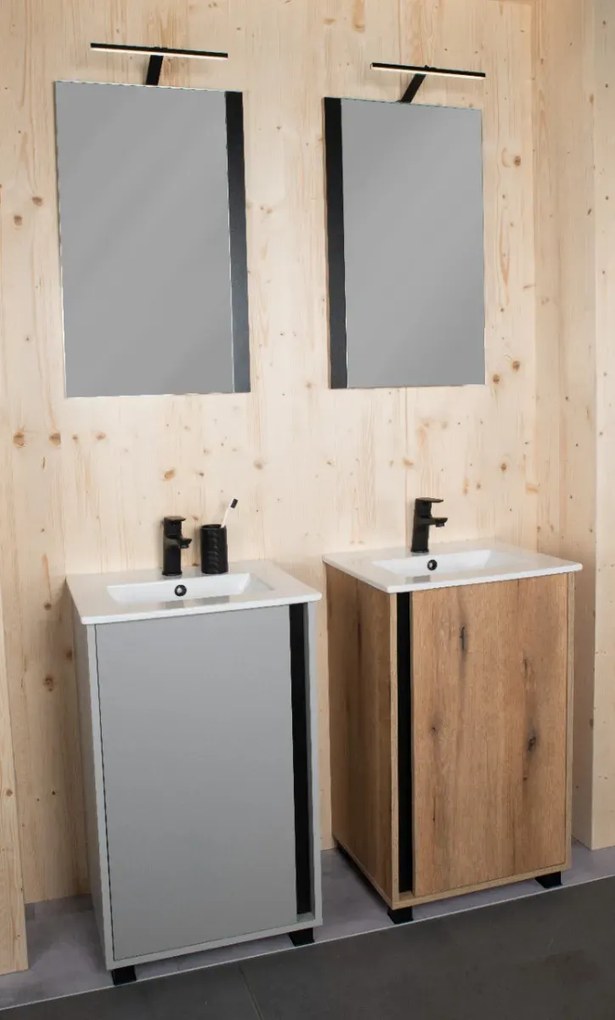 Zestaw Szafka z umywalką FOX 49 cm chinchilla szara/czarna KROFAM