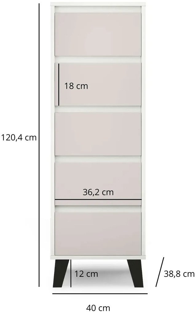 Komoda skandynawska z 5 szufladami biały + kaszmir B7-A91