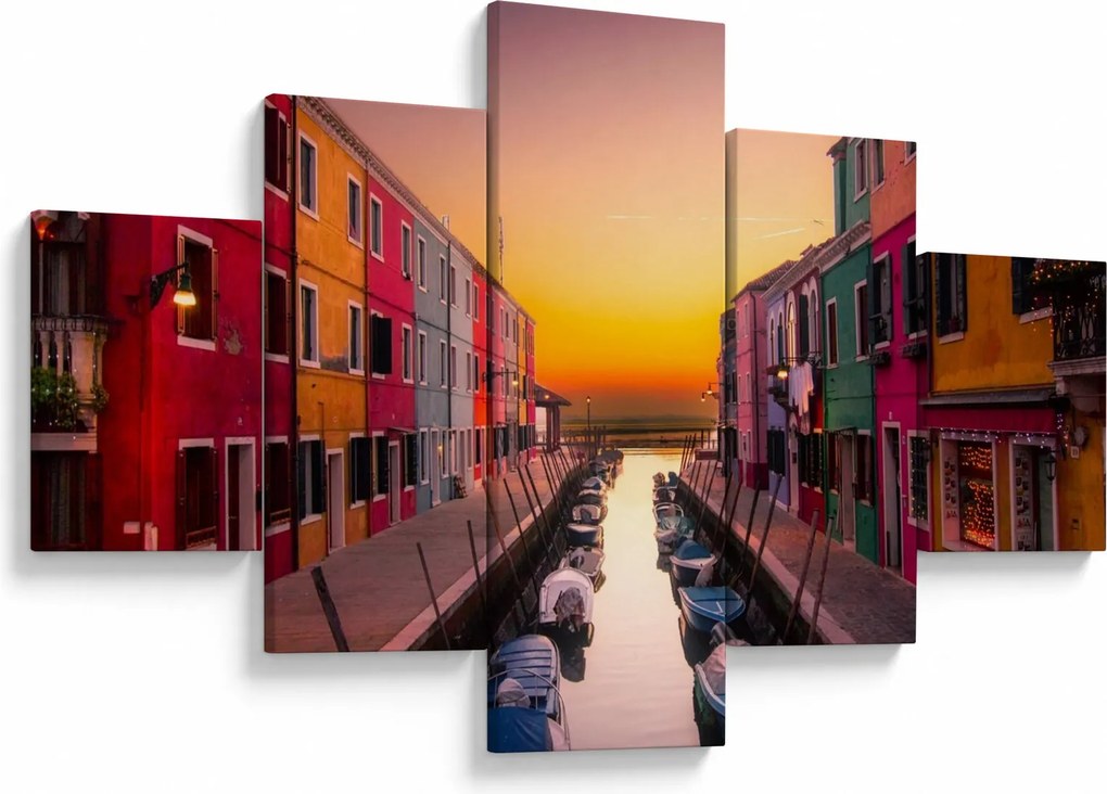 Obraz - Zachód słońca, wyspa Burano, Wenecja, Włochy (125x70 cm)