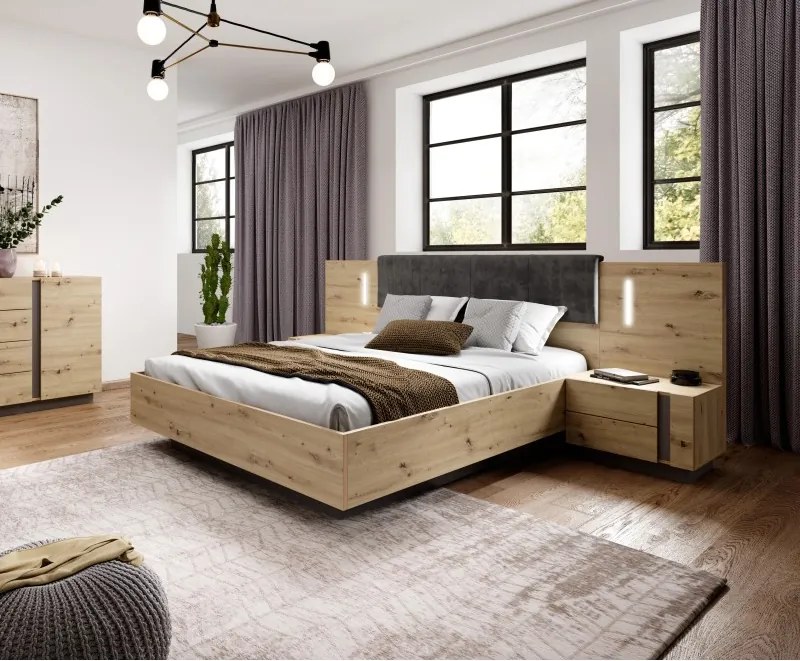 Łóżko RACO 160x200 cm w kolorze Jasnego DĘBU ARTISAN