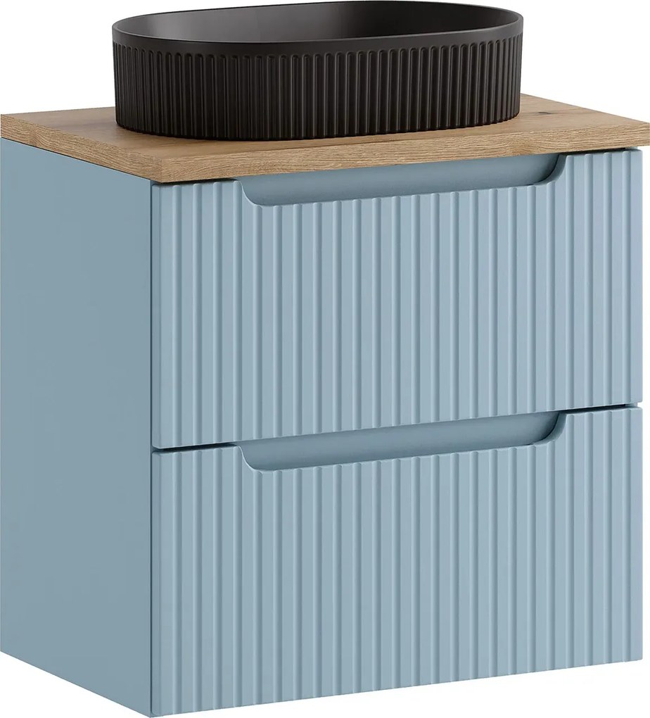 Niebieska wisząca szafka łazienkowa z umywalką T0-C92