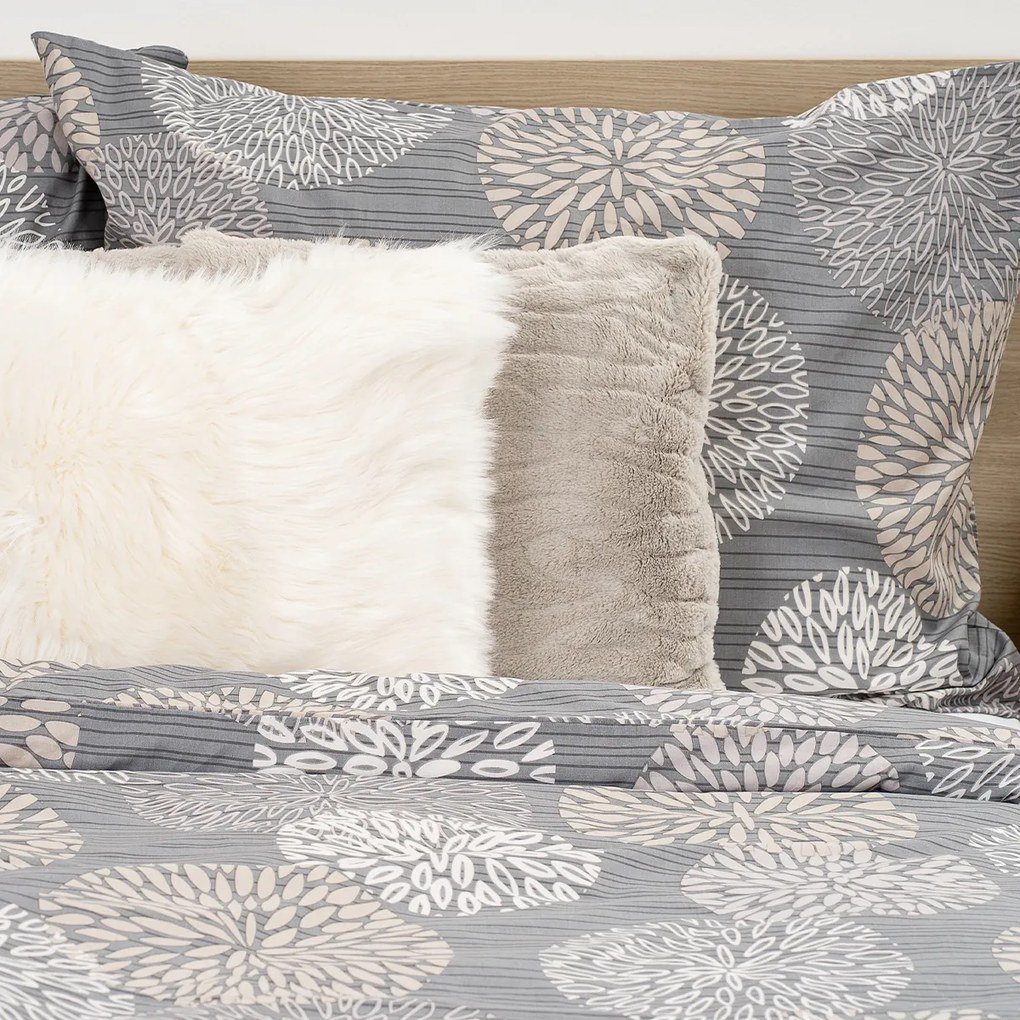 4Home Pościel bawełniana Grey Petals, 160 x 200 cm, 70 x 80 cm