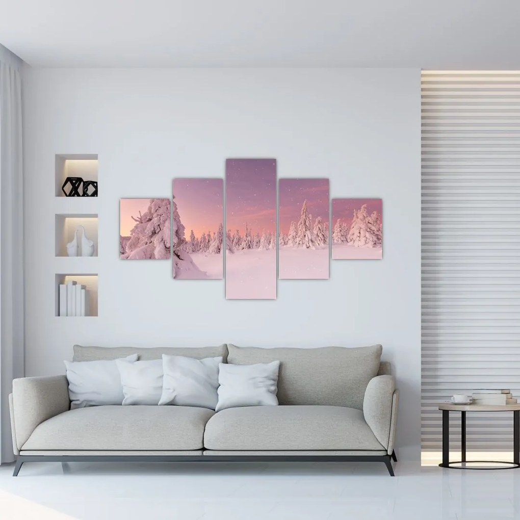 Obraz - Drzewa pod warstwą śniegu (125x70 cm)